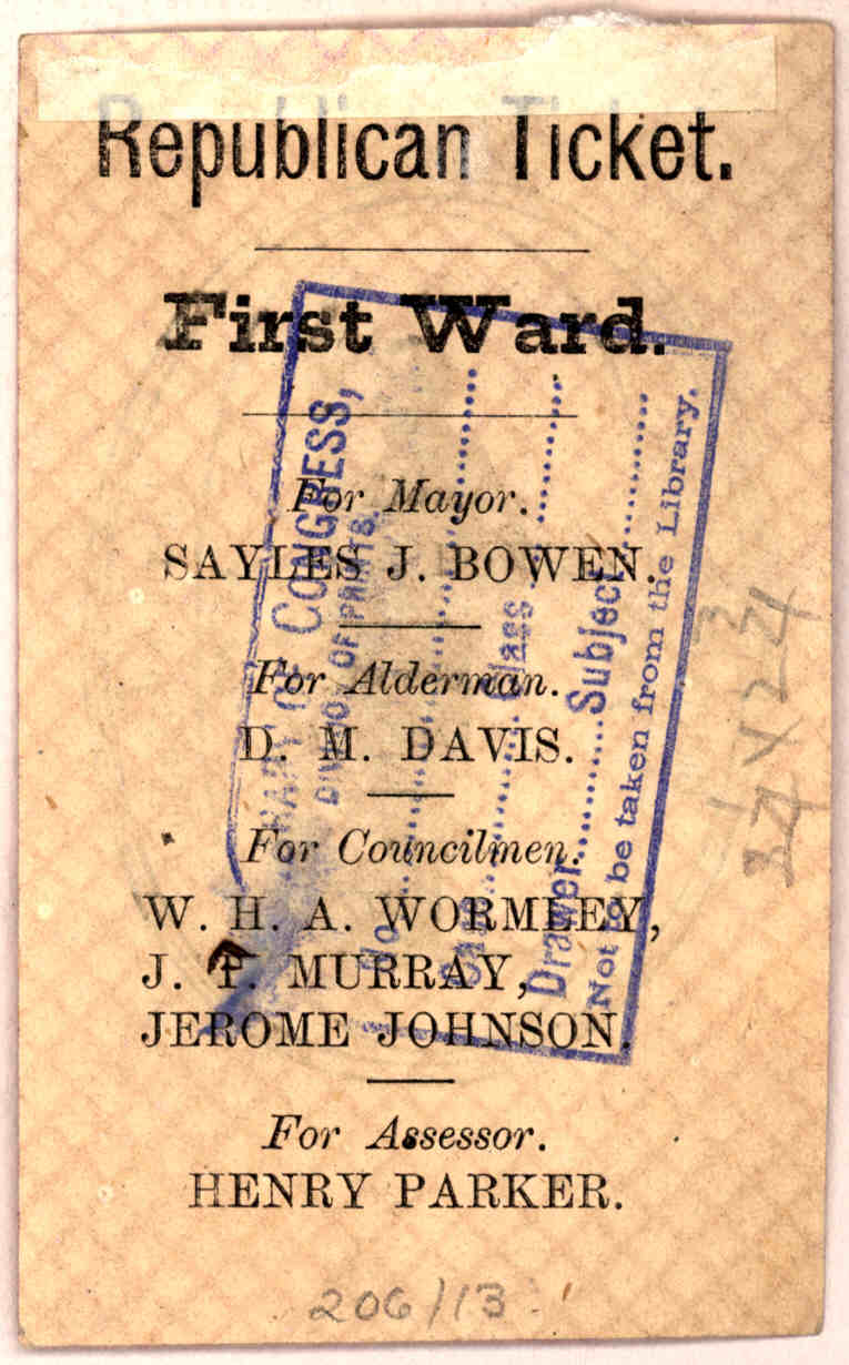 Republican ticket of the First ward  Republican ticket of the First ward