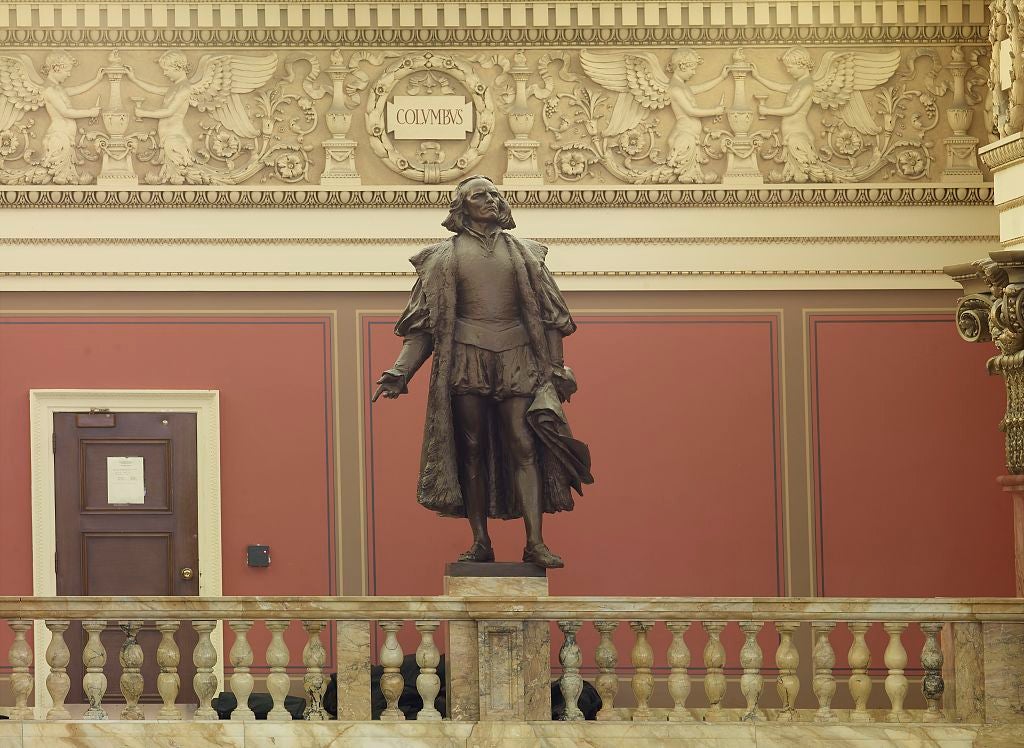 “Main Reading Room. Portrait statue of Columbus along the balustrade. Library of Congress Thomas Jefferson Building, Washington, D.C.” (Photo Source: Library of Congress) Highsmith, Carol M, photographer. Main Reading Room. Portrait statue of Columbus along the balustrade. Library of Congress Thomas Jefferson Building, Washington, D.C. Washington D.C, 2007. Photograph. https://www.loc.gov/item/2011648111/.