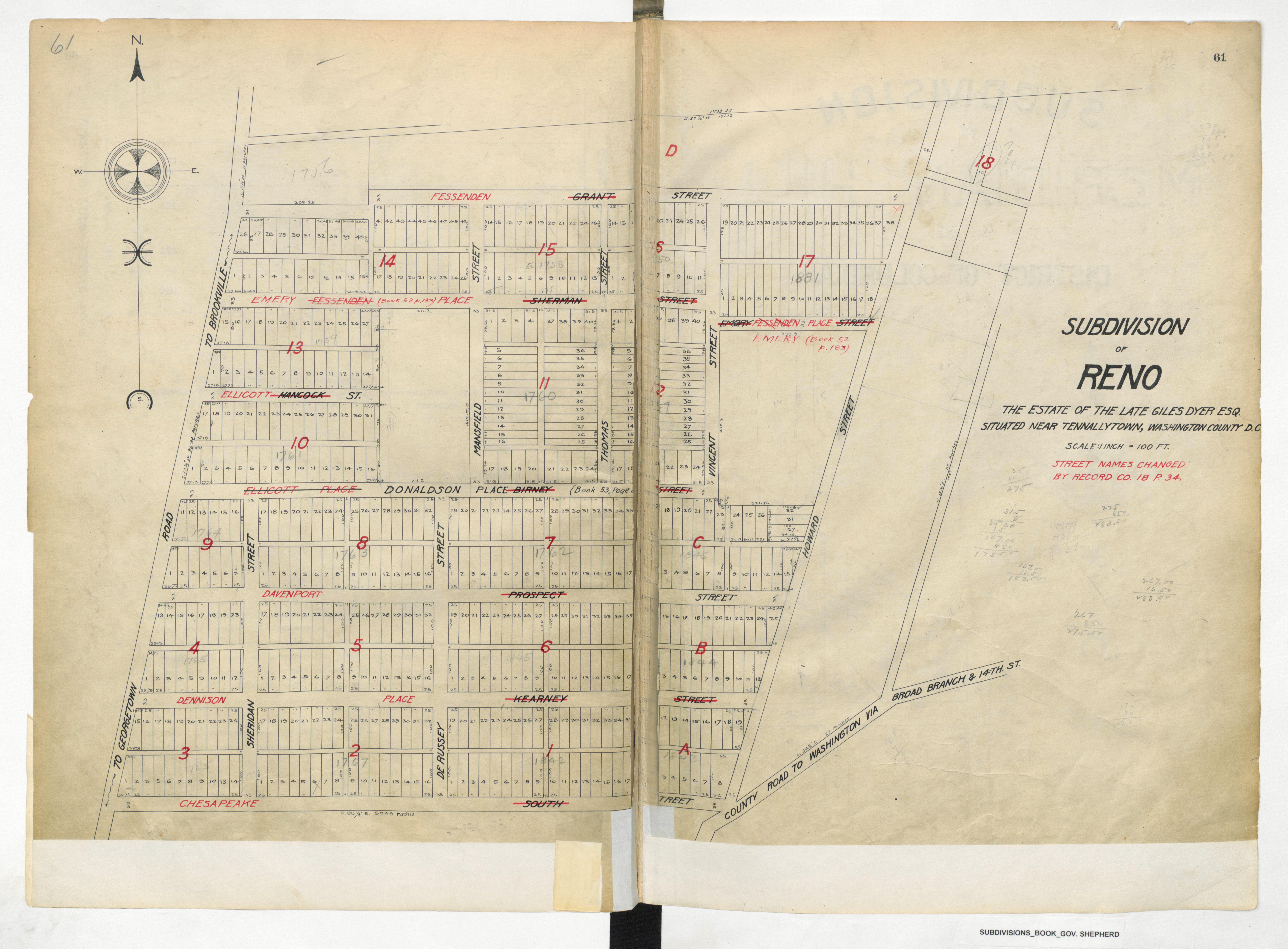 A map of the borders of the Reno neighborhood. (Source: District of Columbia Surveyor Office, Public domain, via Wikimedia Commons)