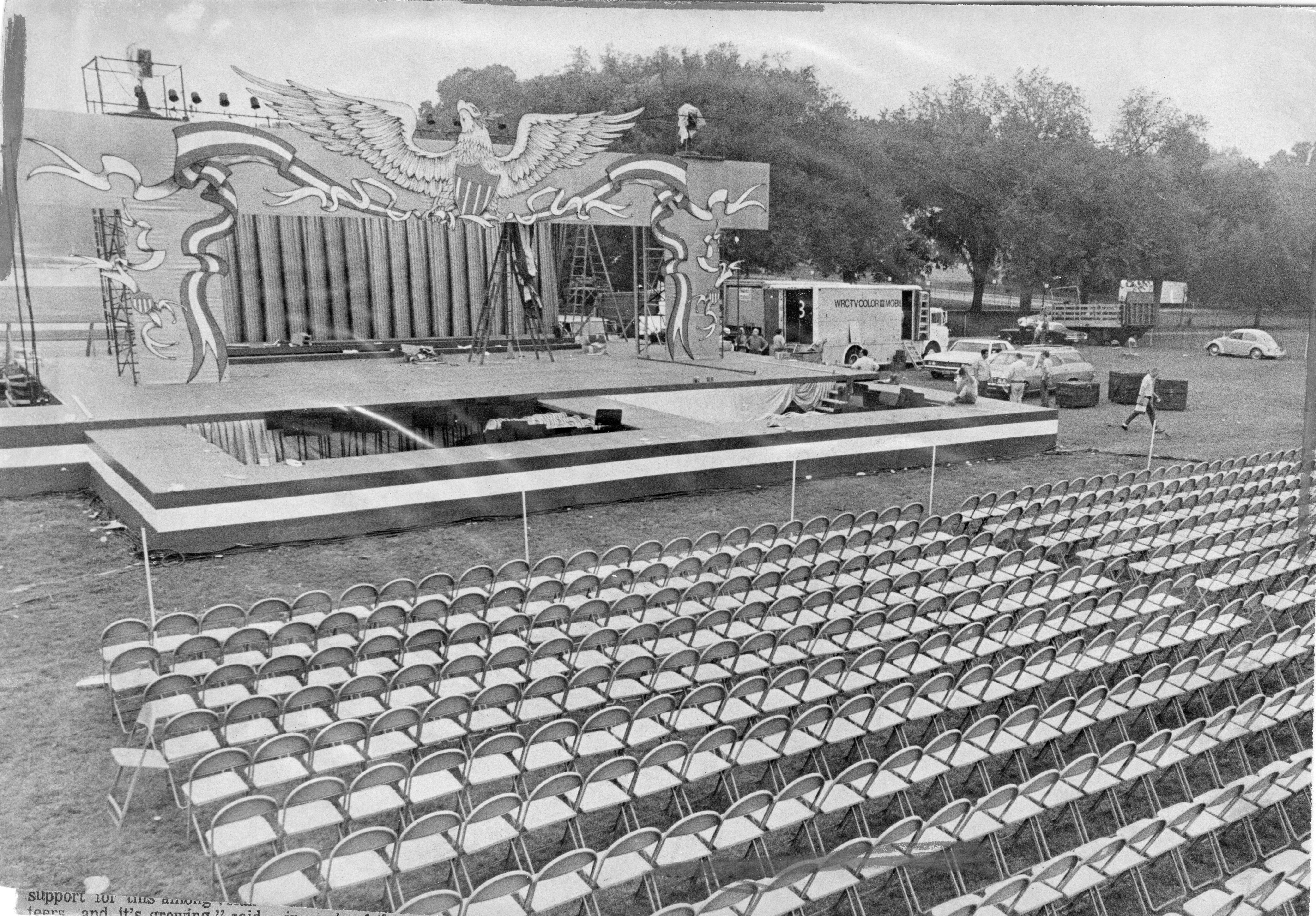 The stage set-up in preparation for Honor America Festivities