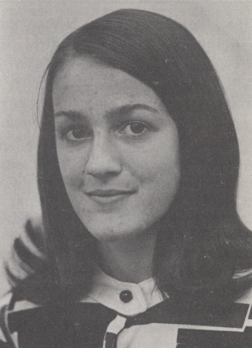 Marla Angermeier, the first woman accepted to the College. Georgetown Today, September 1972. Portrait of Marla Angermeier, the first woman accepted to the College, as printed in the September 1972 issue of Georgetown Today.