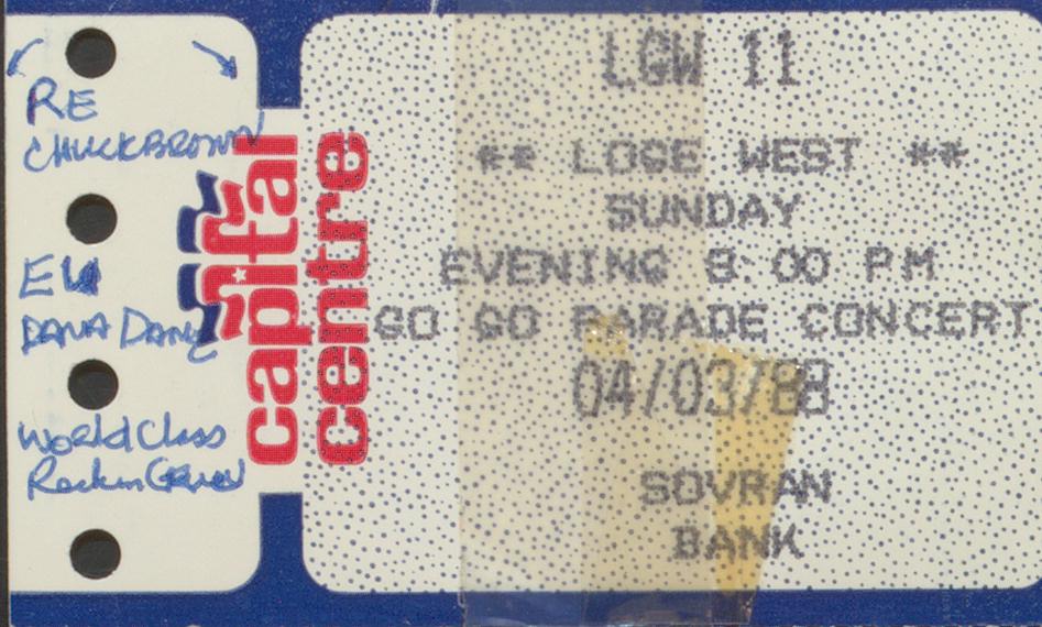 Ticket Stub from go-go concert held at the Capital Centre which featured acts like Chuck Brown and Rare Essence (Source: DC Library's Go-Go collection) Ticket Stub from go-go concert held at the Capital Centre which featured acts like Chuck Brown and Rare Essence (Source: DC Library's Go-Go collection)