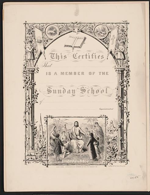 Sunday School certificate An illustrated Sunday School certificate, showing an image of Christ, from 1878