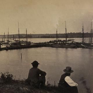 The Potomac River waters near Alexandria, shown here during the Civil War, were filled with arks that offered a variety of illicit entertainments during the late 19th and early 20th centuries. (Image Source: Library of Congress)