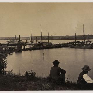 The Potomac River waters near Alexandria, shown here during the Civil War, were filled with arks that offered a variety of illicit entertainments during the late 19th and early 20th centuries. (Image Source: Library of Congress)