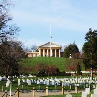 Arlington House overlooking Section 31 and a neighboring section of the National Cemetery.