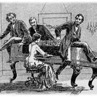 Illustration of President Lincoln and others on a floating piano. (Source: Nettie Colburn Maynard, Was Lincoln a Spiritualist? (Philadelphia: Rufus C. Hartranft, 1891))