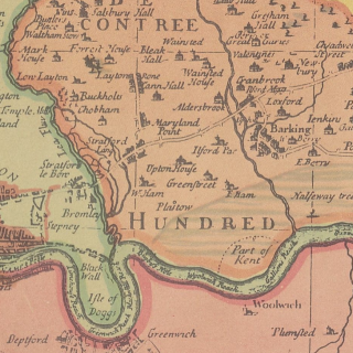 Map of Essex, England by John Oliver c. 1696. Map shows location of Maryland Point house. (Source: Yale University Library)