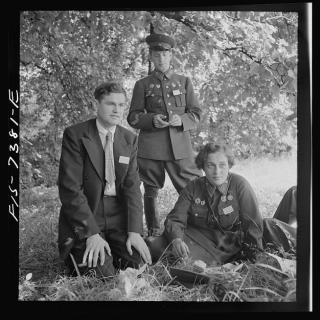 Washington, D.C. International youth assembly. Russian delegates. Liudmila Pavlichenko, Soviet woman sniper is on the right