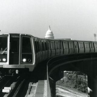 Metro Red Line train entering Rhode Island Avenue Station on May 17, 1979. (Credit: Phil Portlock, Metro Photograph Collection, DC Public Library)