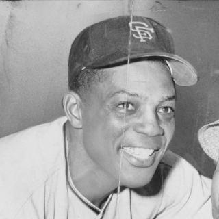Willie Mays with Roy Campanella in 1961. (Source: Library of Congress)