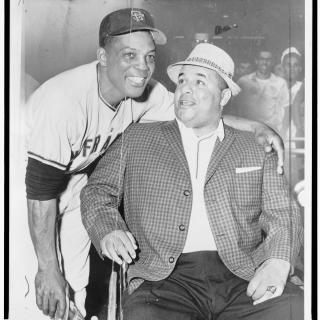 Willie Mays with Roy Campanella in 1961. (Source: Library of Congress)