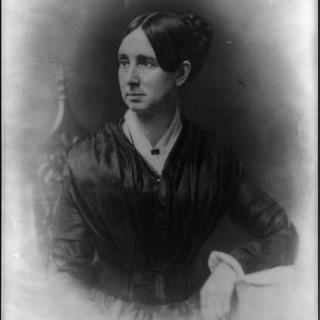 Black and white photo of Dorothea Lynde Dix seated in a black dress. Source: Alexander Street.