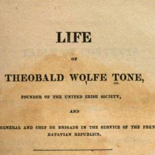 Yellowed title page from The Life of Theobarld Wolfe Tone published in 1826.
