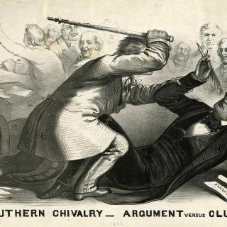 a cartoon showing brooks beating sumner