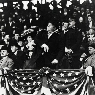 President Taft throws the first pitch, opening day at American League Park, Washington, D.C., 1910.