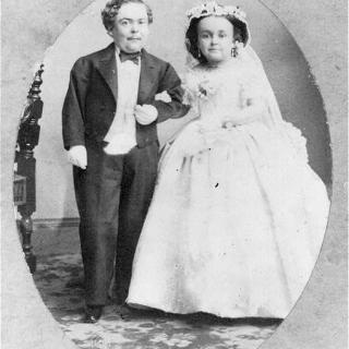 Tom Thumb, -1883, with wife in wedding costume., 1863. Photograph. https://www.loc.gov/item/2005685454/.