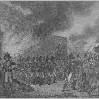 British soldiers set fire to Washington on August 24, 1814, prior to the worst storm that had been seen in Washington for years. (Image Source: National Archives and Records Administration, College Park)