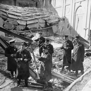 Authorities inspect rubble in aftermath of Knickerbocker Theater collapse. (Source: Library of Congress)
