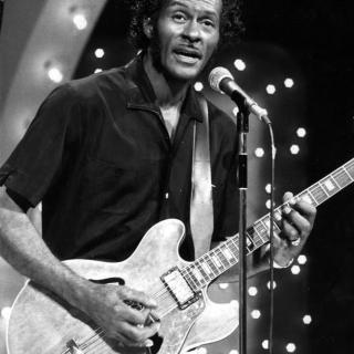 Chuck Berry performing on the television program "The Midnight Special," November, 1973. (Source: via Wikimedia Commons)