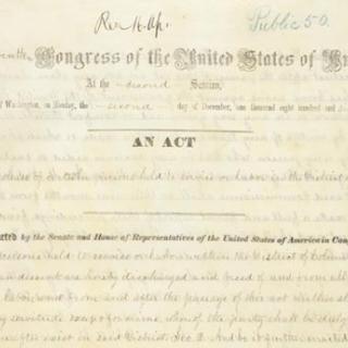 On April 16, 1862, President Abraham Lincoln signed a bill ending slavery in the District of Columbia. Passage of this law came 8 1/2 months before President Lincoln issued his Emancipation Proclamation. (Photo source: Wikipedia)