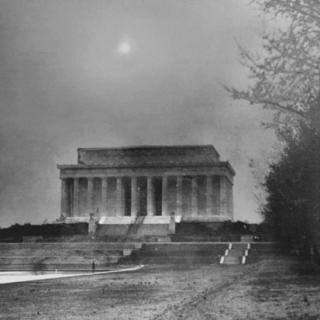 Dust clouds around the Lincoln Memorial.