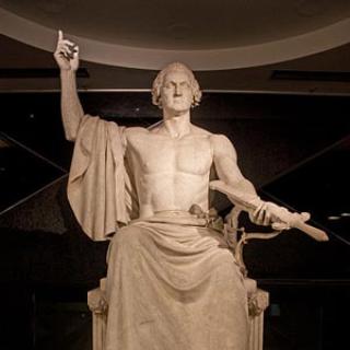 Horatio Greenough's classical George Washington sculpture. (Photo source: Wikipedia)