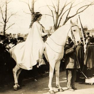 Inez Milholland on her white horse (Credit: Library of Congress)
