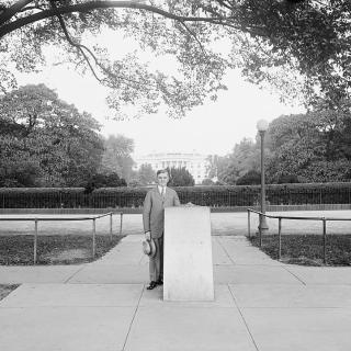 Dr. S.M. Johnson with Zero Milestone. (Photo source: Library of Congress)