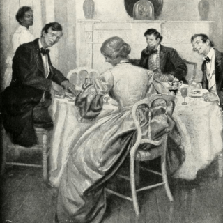 Abraham Lincoln participates in dinner conversation at Mrs. Sprigg’s boardinghouse. https://thelogcabinsage.com/mrs-spriggs-amicable-boarder/