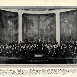 The National Symphony at their inaugural concert on January 31, 1930 (Photo Source: Used with Permission from the NSDAR Archives)