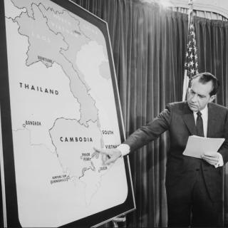 On April 30, 1970, President Nixon announced the attack on Cambodia in a televised address to the nation. (Photo: Jack E.Kightlinger/NARA)