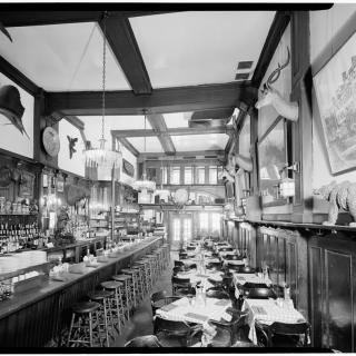 1980s photo of Old Ebbitt Grill interior from Historic American Buildings Survey. (Source: HABS DC-315, Library of Congress)
