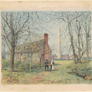 Drawing of the David Burns cottage 