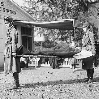 Red Cross Demonstration in D.C. During 1918 Influenza Pandemic (Source: Library of Congress Prints and Photographs Division, 1918)