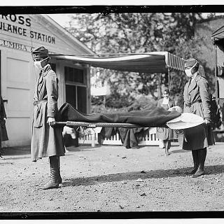 Red Cross Demonstration in D.C. During 1918 Influenza Pandemic (Source: Library of Congress Prints and Photographs Division, 1918)