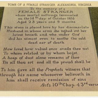 Postcard depicting Tomb of Female Stanger (Source: Digital Commonwealth)