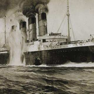 When the RMS Lusitania was hit by a German torpedo on May 7, 1915, it took less than 20 minutes for the luxurious ocean liner to sink. (Source: Wikimedia Commons)