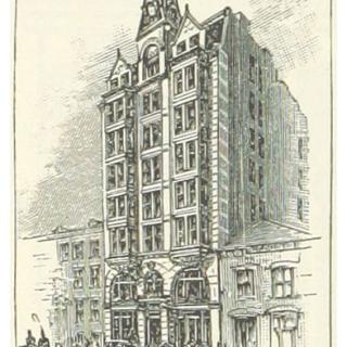 Engraving of the Baltimore Sun Building. (Source: page 166 of King's Hand-book of the United States planned and edited by M. King. Text by M. F. Sweetser, Moses Forster. Original held and digitized by the British Library., via Wikipedia)