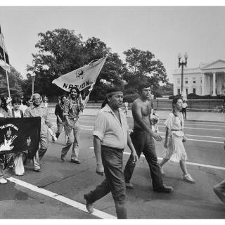 Native Americans march past the White House. (Reprinted with permission of the DC Public Library, Star Collection © Washington Post.)