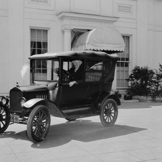 Ford Motor Company super-fan Ernest Franke, a retired D.C. baker, drove circles around the White House hoping to show off his 1921 Ford model to Henry Ford when the car magnate met with FDR on April 27, 1938. Franke eventually was shooed away by guards. (Source: Library of Congress)