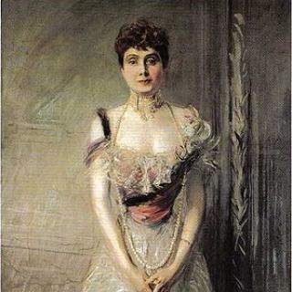 An 1898 portrait of the Infanta by Giovanni Boldini. What, did you think we were going to post a picture of the scandlous dress? This is a family blog! Also, we couldn't find ANY. (Source: Wikicommons)