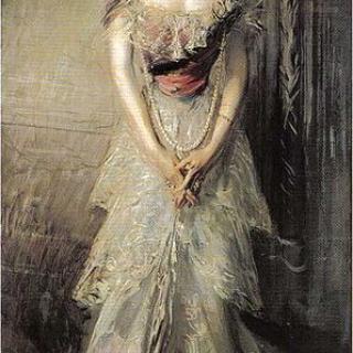 An 1898 portrait of the Infanta by Giovanni Boldini. What, did you think we were going to post a picture of the scandlous dress? This is a family blog! Also, we couldn't find ANY. (Source: Wikicommons)