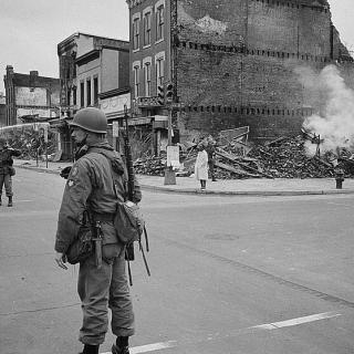 National Guard patrols Washington, D.C. in the aftermath of the 1968 riots. (Source: Library of Congress)