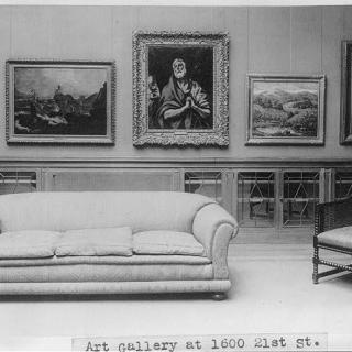 A gallery with paintings and a sofa at the Phillips Collection, DC