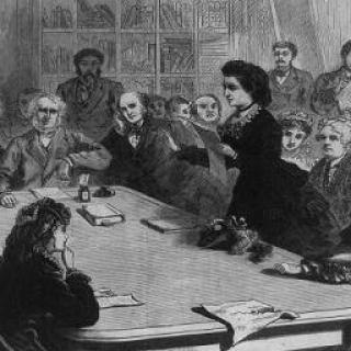Victoria Woodhull speaks in front of the Judiciary Committee on January 11, 1871. (Source: Virginia Memory)