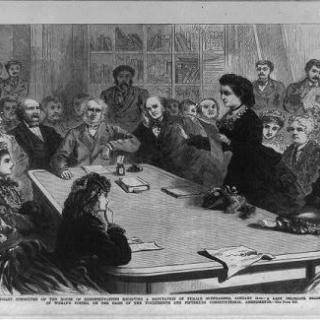 Victoria Woodhull speaks in front of the Judiciary Committee on January 11, 1871. (Source: Virginia Memory)