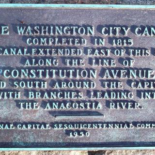 Plaque describing defunct Washington City Canal. (Photo by Matthew Bisanz used via GNU Free Documentation License)