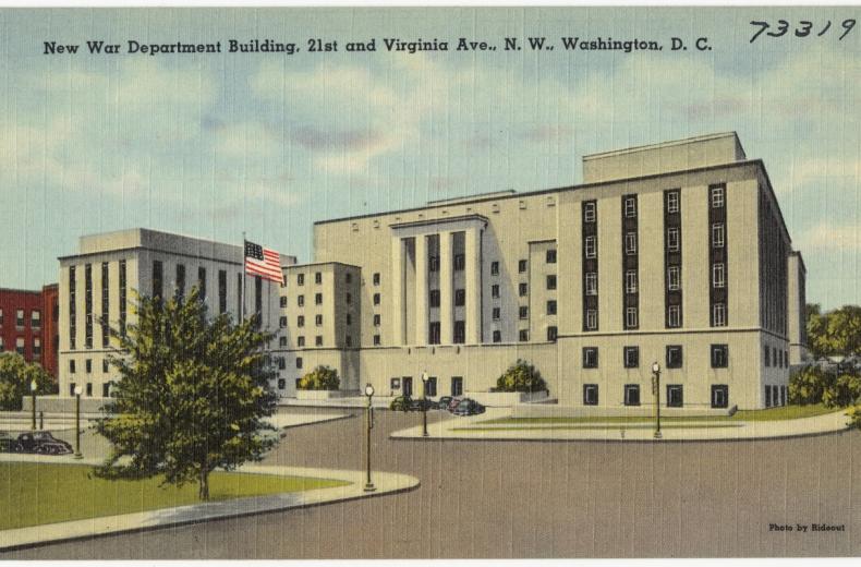 War Department Building, 21st and Virginia Ave., N. W., Washington, D. C. (Source: Boston Public Library, Tichnor Brothers Postcard Collection)