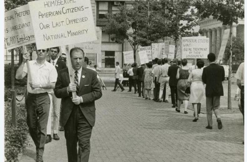 Frank Kameny protests outside Independence Hall in 1965